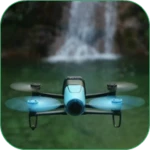 waterfall by drone video lwp android application logo